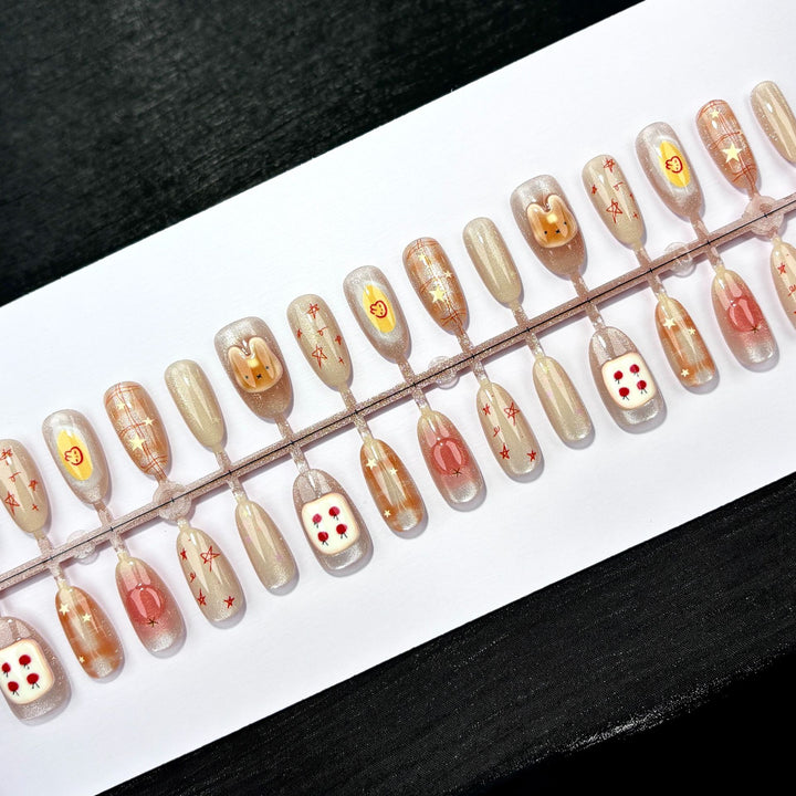 Creative Cartoon-Themed Press-On Nail Design Set