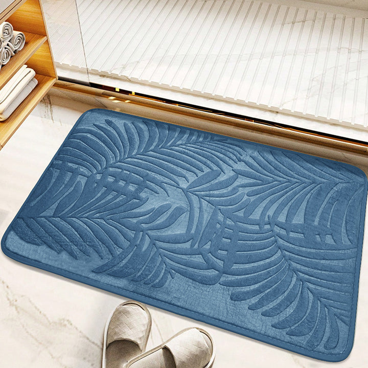 Soft Plush Leaf Design Bath Mat for Bathroom