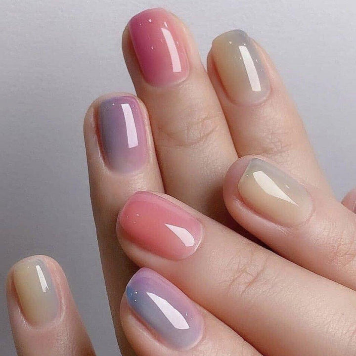 Elegant Artificial Nails with French Manicure and Glitter Effects Stornfield