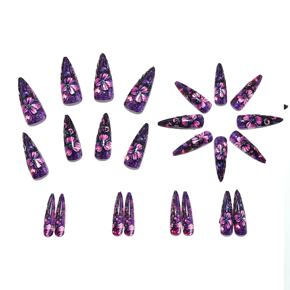 Luxury Flower Design Artificial Nails Stornfield