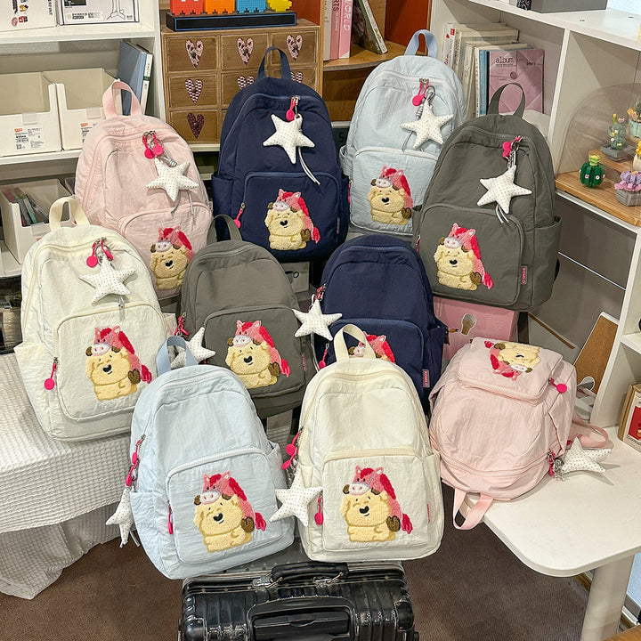 Playful Animal-Theme Embroidered Backpack Stornfield