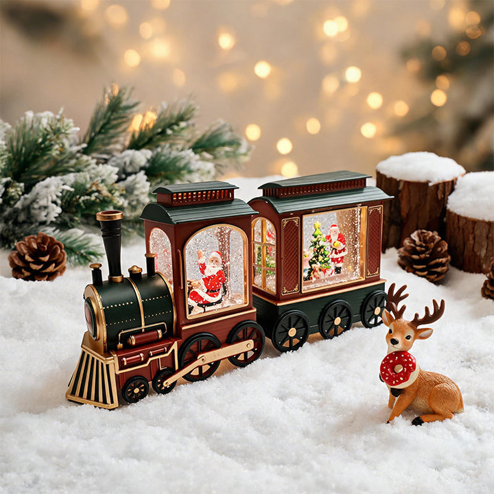 Nostalgic Christmas Train Lantern with Moving Santa Stornfield