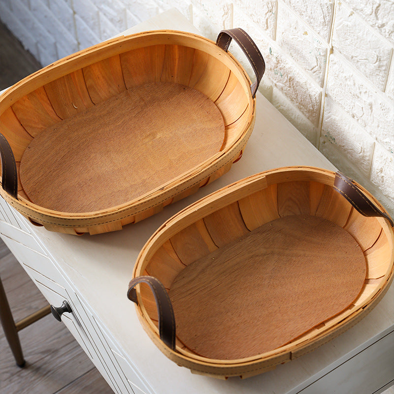 Unisex Handcrafted Basket with Leather Handles Stornfield