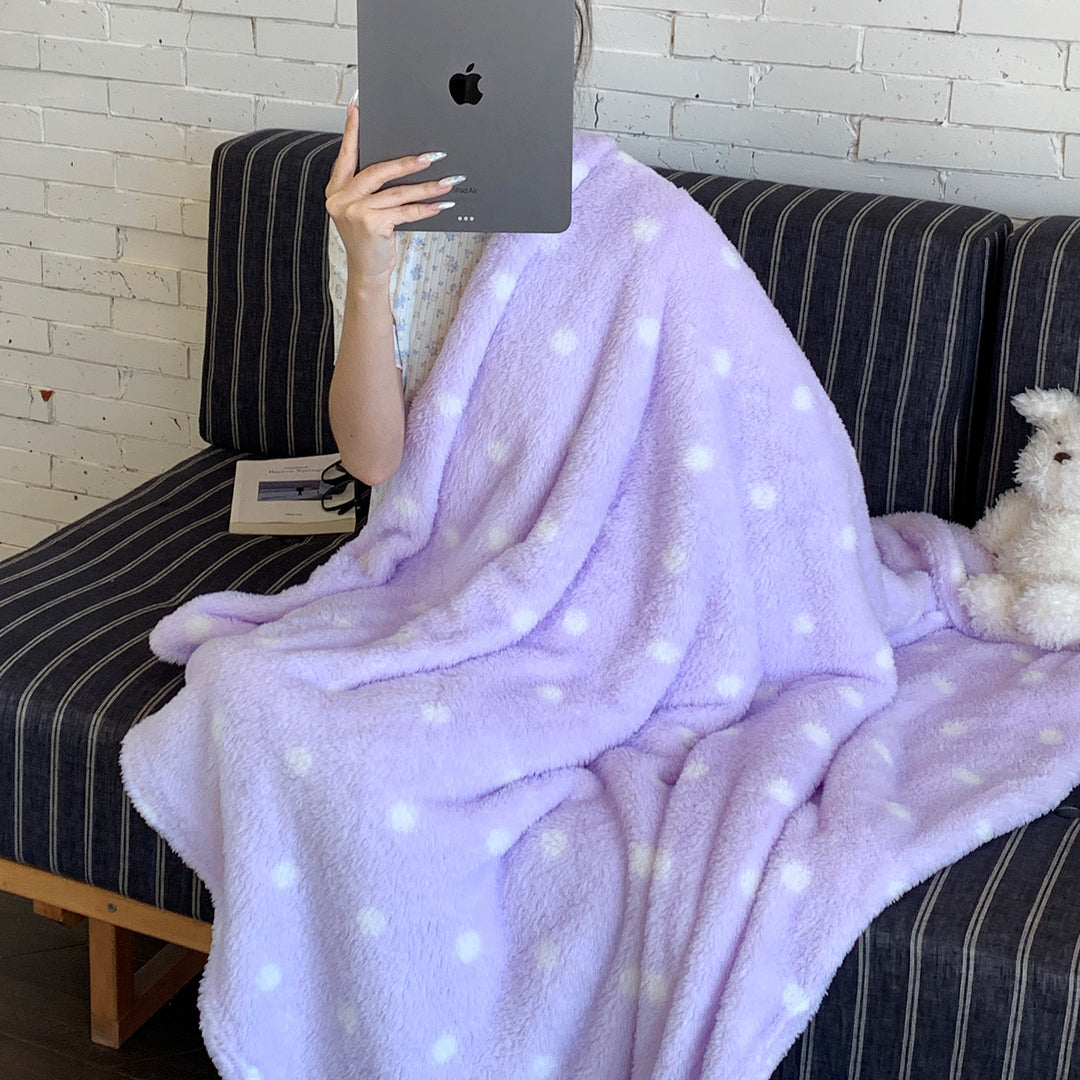 Plush Oversized Sherpa Polka Dot Throw Blanket