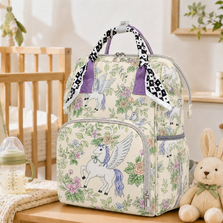 Floral Print Multi-Functional Diaper Backpack Stornfield