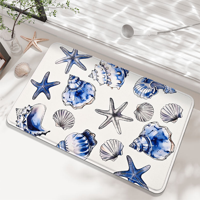Coastal Marine-Themed Bathroom Mat
