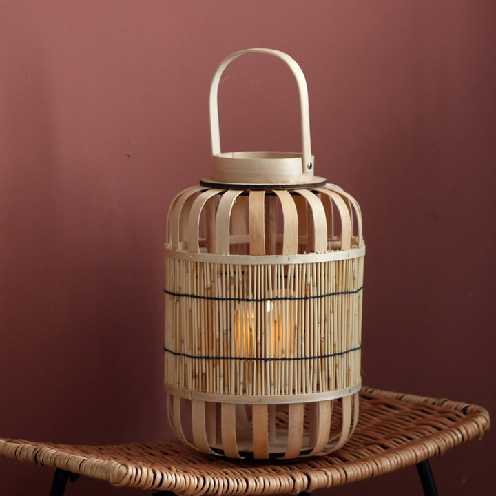 Handcrafted lantern made of bamboo and metal Stornfield