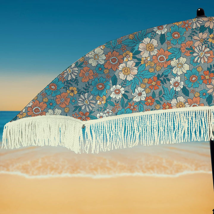 Ladies Beach Sun Protection Umbrella with Elegant Fringe Design Stornfield