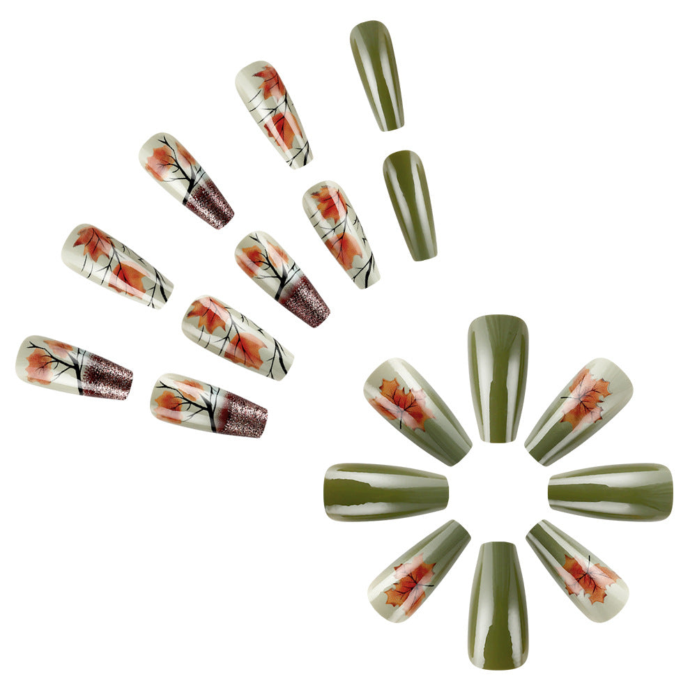 Autumn Leaf-Themed Press-On Nail Art Stornfield