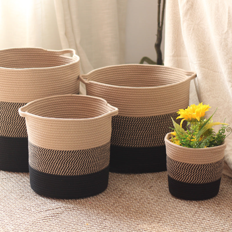 Stylish storage bucket made of woven natural material Stornfield