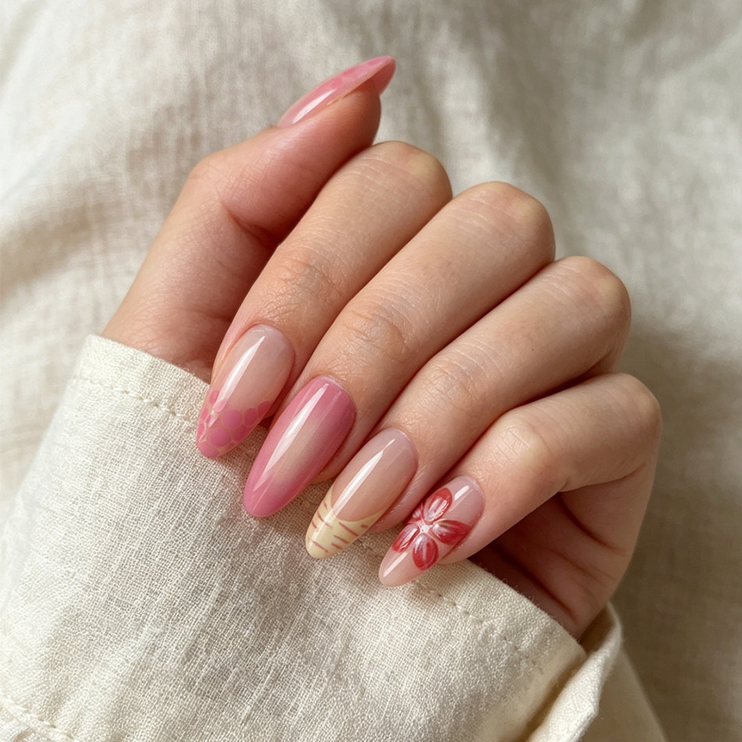 Floral-Themed Stiletto Press-On Nails Stornfield