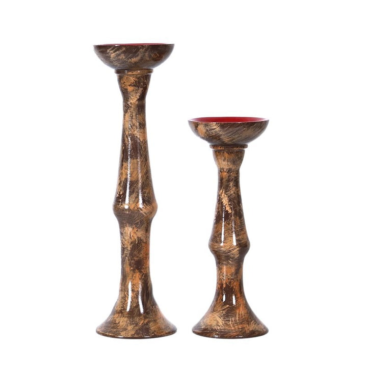 Elegant Decorative Wooden Candle Holder Set