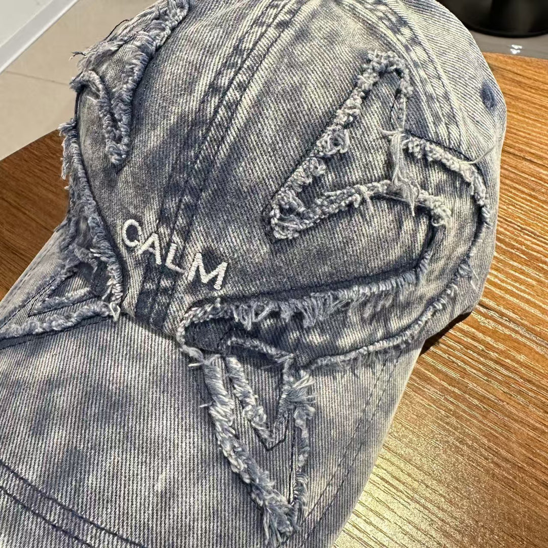 Unisex Distressed Denim Embroidered Cap Stornfield