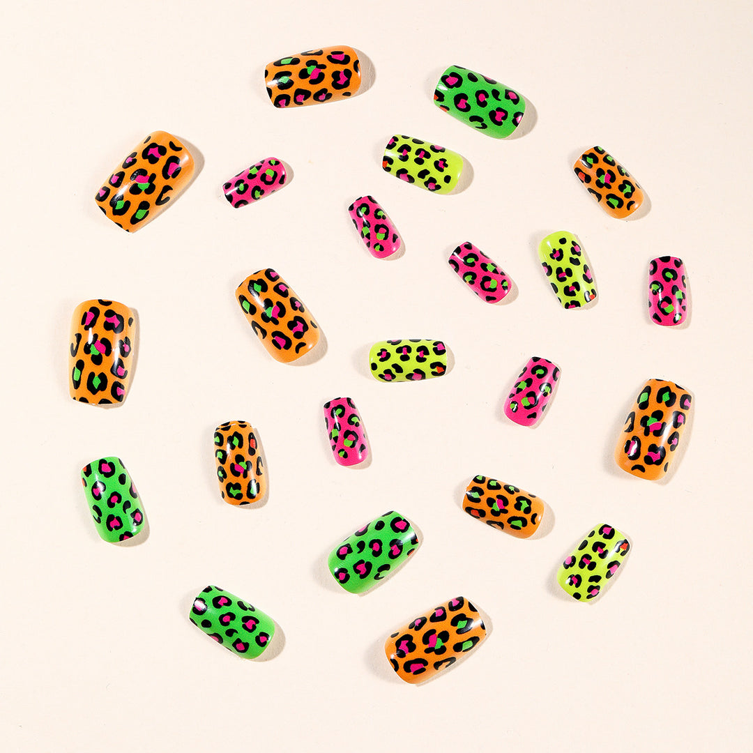 Neon Leopard Print Nail Art Extensions Stornfield