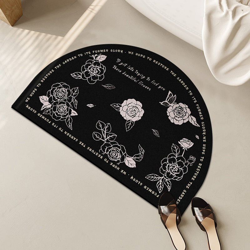 Vintage-Inspired Floral Half-Moon Bath Mat