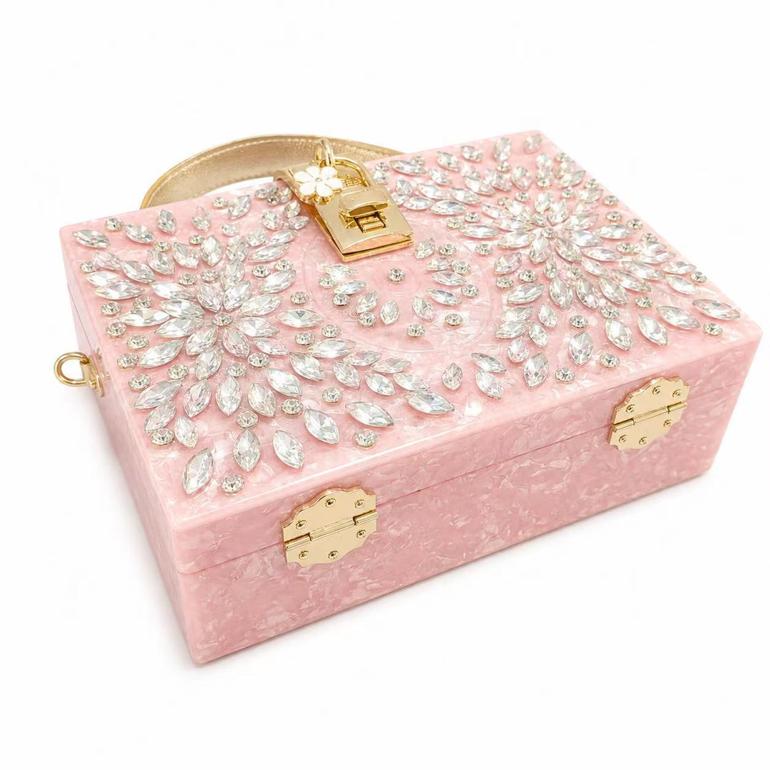Decorative Jewel-Embellished Acrylic Clutch