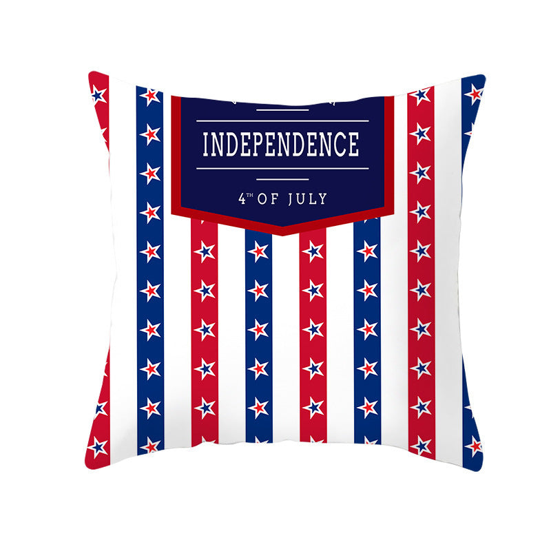 Patriotic Independence Day Cotton Canvas Throw Pillow Cover