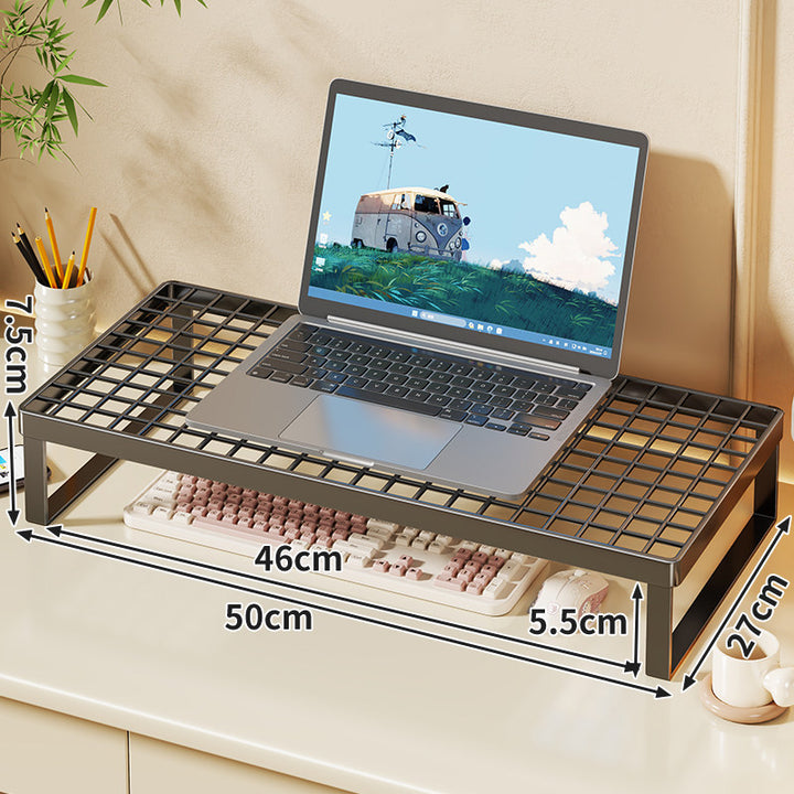 Elevated Mesh Laptop Stand Riser with Under-Keyboard Storage
