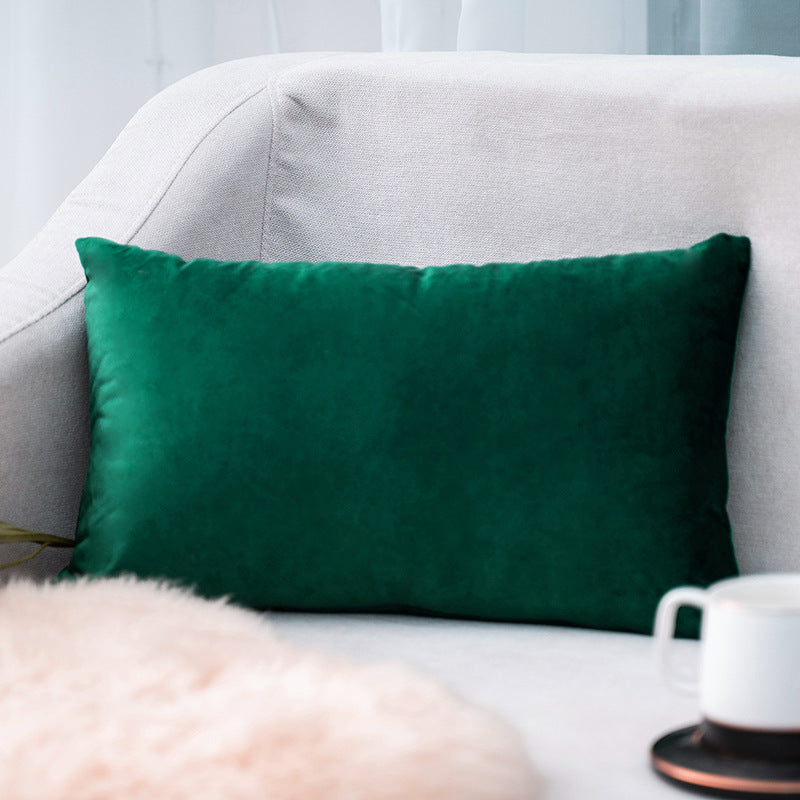 Plush Velvet Lumbar Pillow Cover with Hidden Zipper and Removable Insert Support
