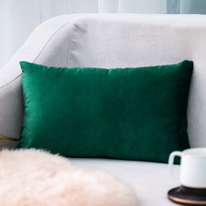 Plush Velvet Lumbar Pillow Cover with Hidden Zipper and Removable Insert Support