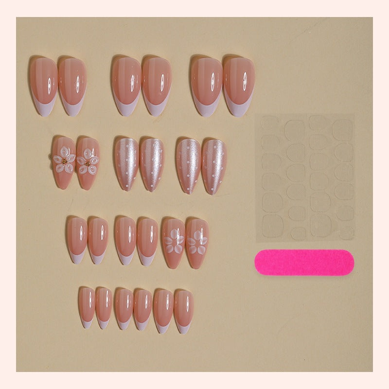 Artificial nail set with elegant flower and glitter designs Stornfield
