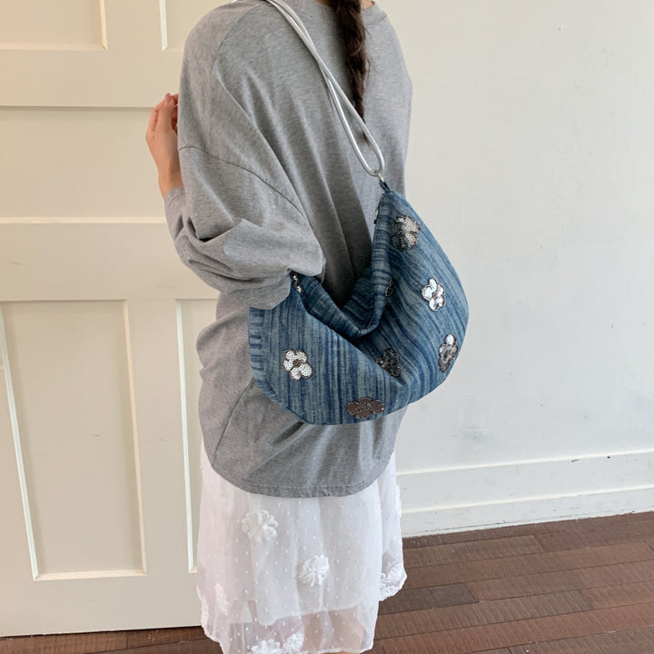 Floral Embellished Denim Handbag Stornfield