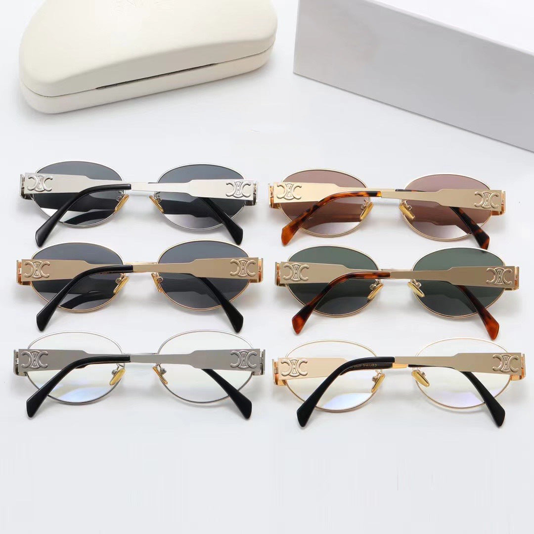 Women elegant oval sunglasses with gold-colored frame Stornfield