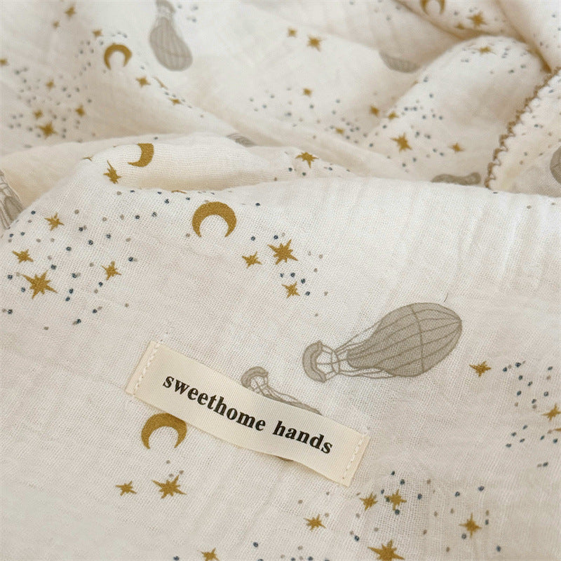 Unisex Muslin Blanket with delicate floral design and elegant ruffles Stornfield