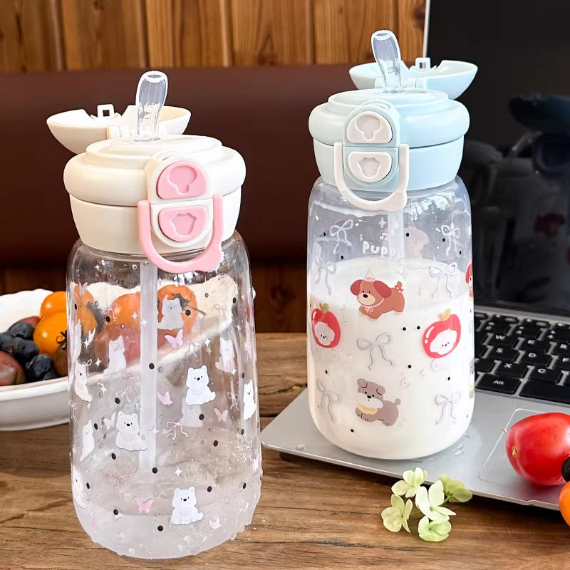 Women's drinking bottle with animal motifs and healthy fruit insert system Stornfield