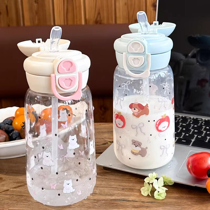 Women's drinking bottle with animal motifs and healthy fruit insert system Stornfield
