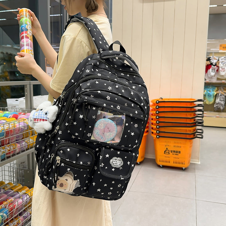 Star-Printed Casual School Backpack Stornfield