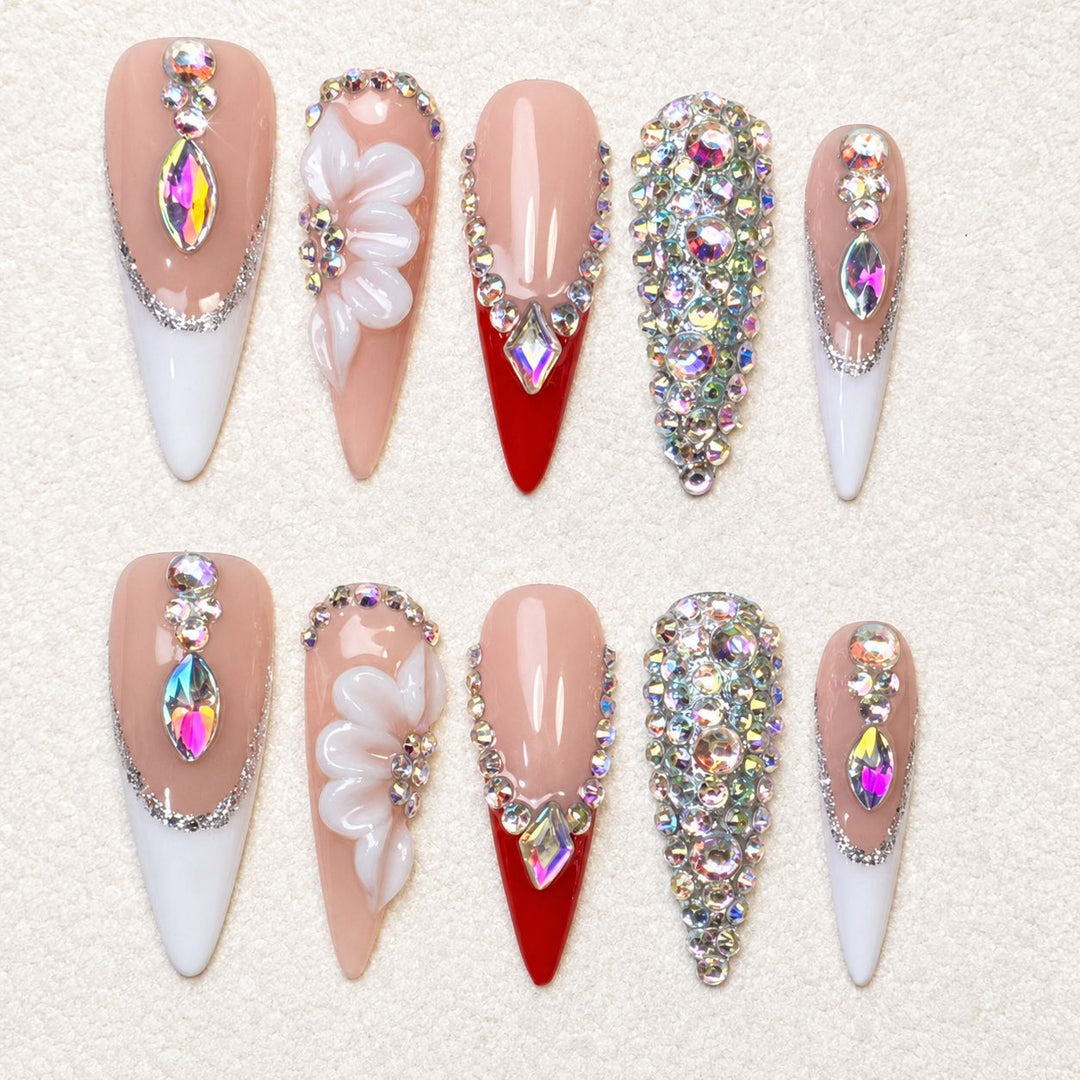 Decorative Rhinestone Press-On Nail Set
