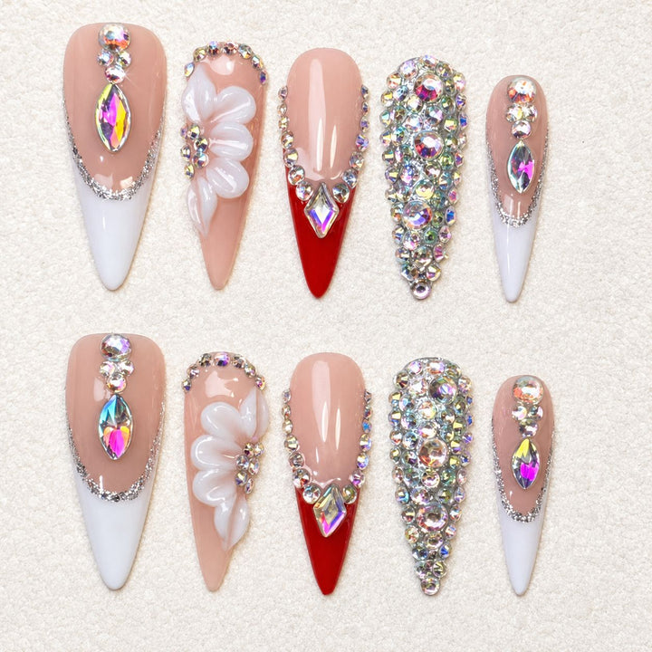 Decorative Rhinestone Press-On Nail Set
