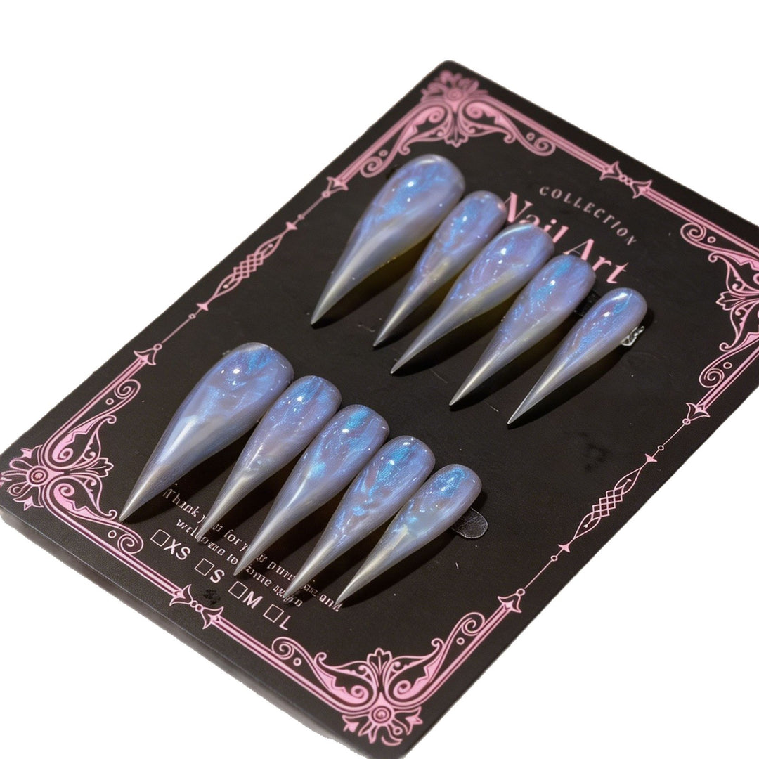 Artistic Stiletto Press-On Nail Set with Iridescent Finish