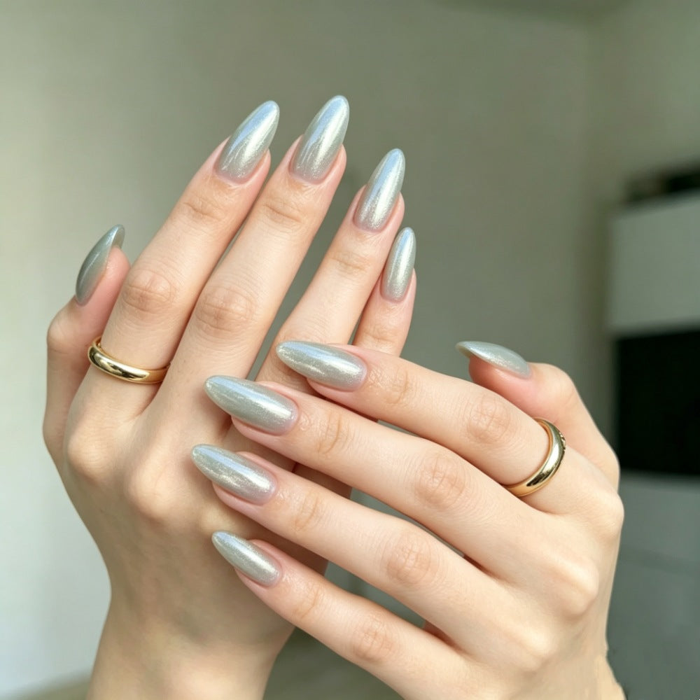 Almond-Shaped Metallic Press-On Nail Set Stornfield