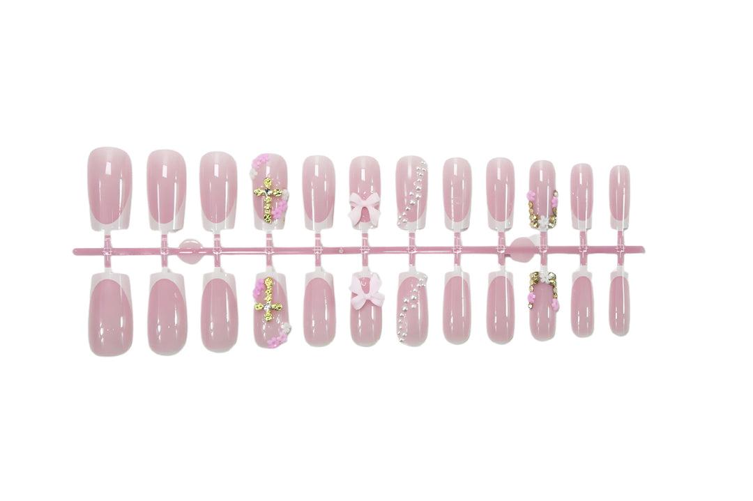 Artificial nail set with luxurious accents and elegant designs Stornfield
