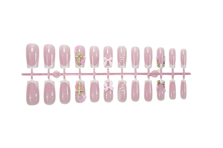 Artificial nail set with luxurious accents and elegant designs Stornfield