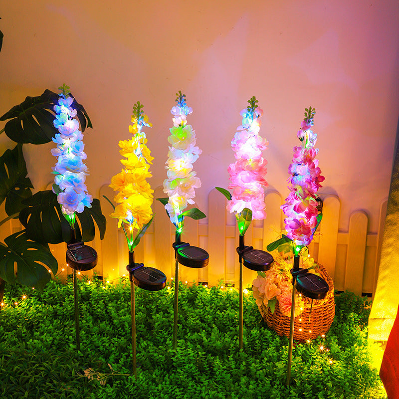 Decorative Tall Artificial Delphinium Garden Stake With Stainless Steel Spike And Adjustable Clip Stornfield