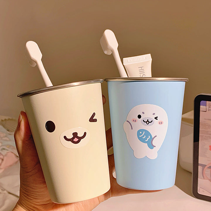 Stainless steel cup with cute seal motif Stornfield
