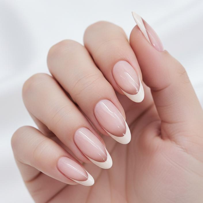 French Tip Almond-Shaped Press-On Nails Stornfield