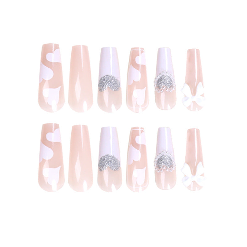 Artificial nail extensions with elegant floral design Stornfield