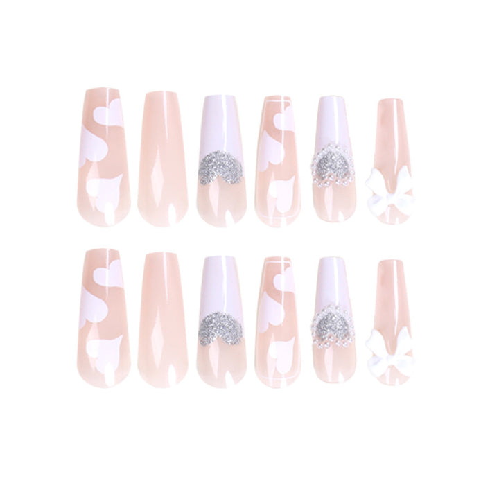 Artificial nail extensions with elegant floral design Stornfield