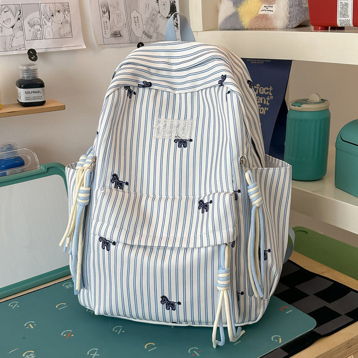 Playful Animal-Themed Striped Backpack Stornfield