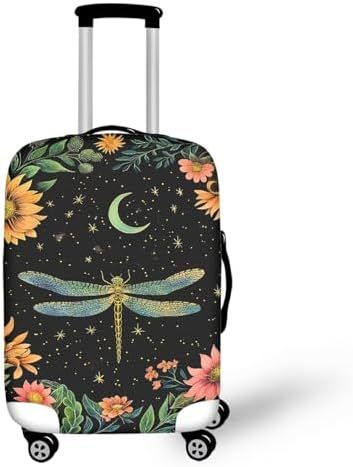 Unisex nano elastic suitcase cover with horse and sunflower motif, stretchable stretch protection for hard shell trolley with zipper Stornfield