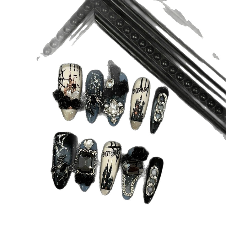 Gothic-Themed Press-On Nail Collection