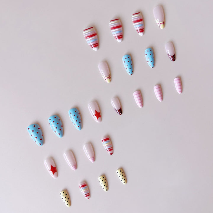 Acrylic nail set with creative and colorful designs Stornfield