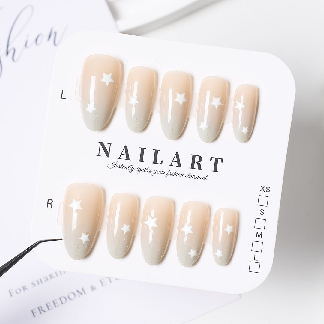 Artistic Press-On Nail Set with Cute Character Designs Stornfield