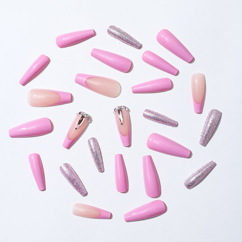 Decorative Press-On Nail Set with Glitter and Gem Accents Stornfield