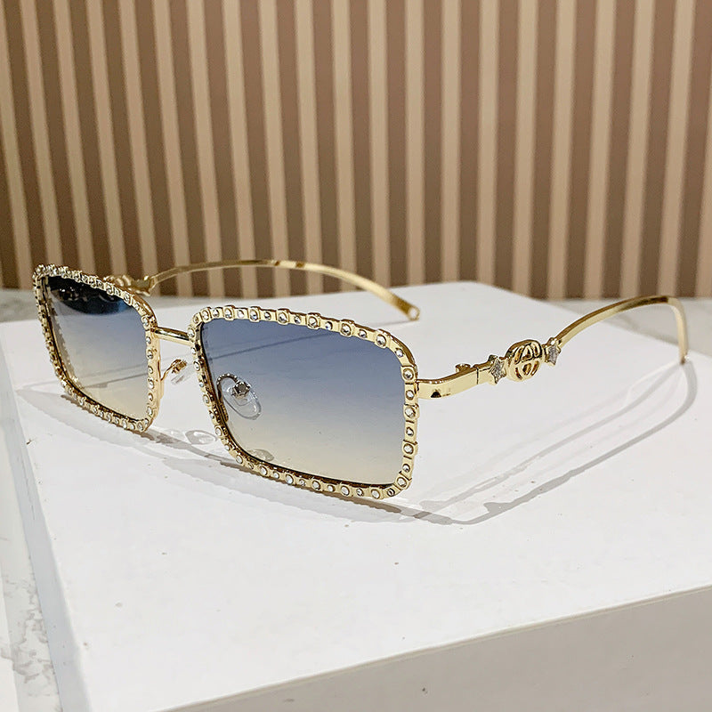 Women's elegant square sunglasses with luxurious rhinestone frame Stornfield
