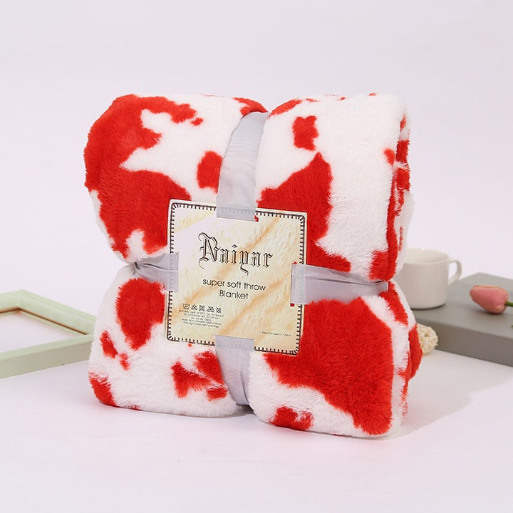 Ultra-Soft Cow Print Fleece Throw Blanket